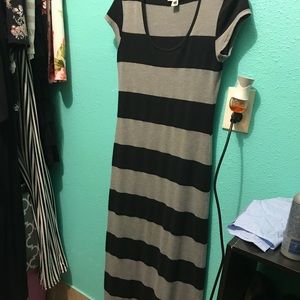 Grey and black striped maxi dress